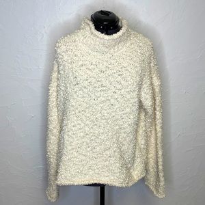 Pink Rose Ivory Soft Popcorn Cowl Neck Sweater